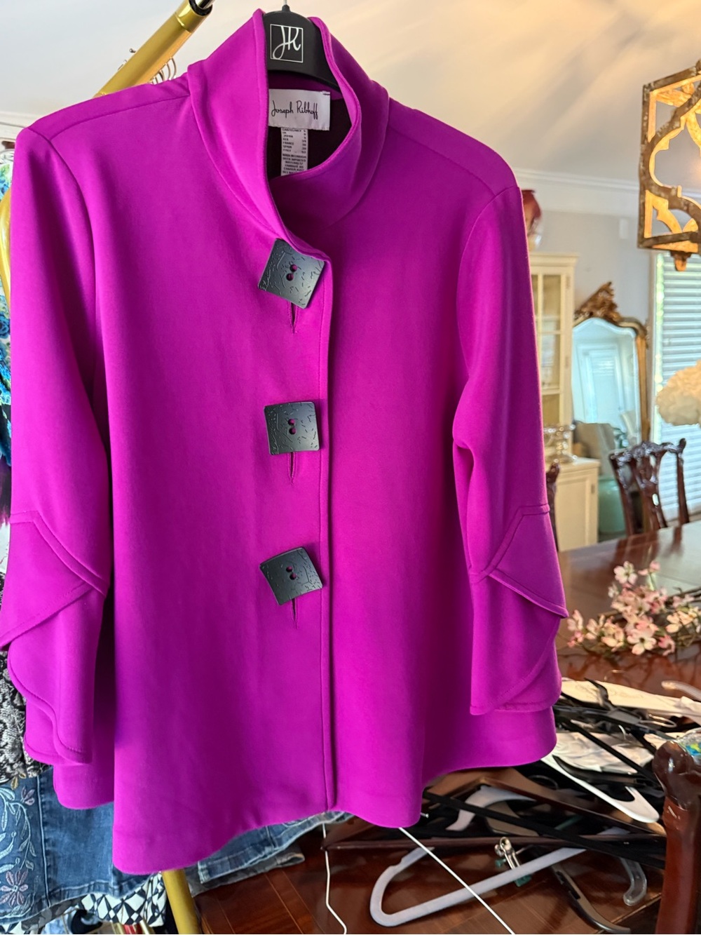 Joseph Ribkoff Vibrant Fuchsia Button-Front Jacket - Picture 2 of 2